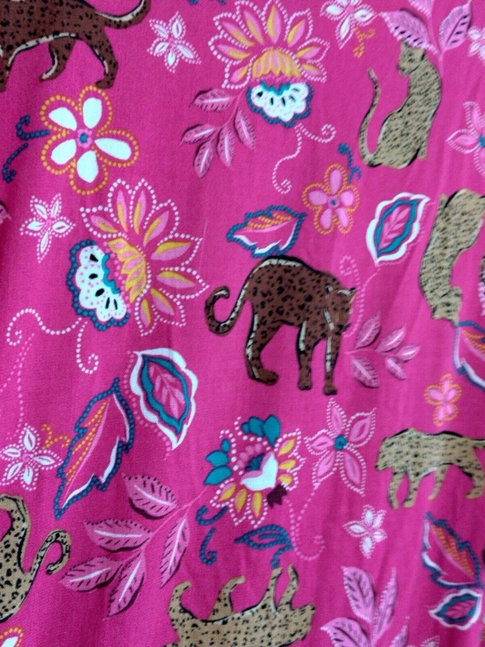 Torrid Size 5 Plus Size Pink Leopard Dress Rouched Short Sleeve Midi Belted Cat - Picture 12 of 16